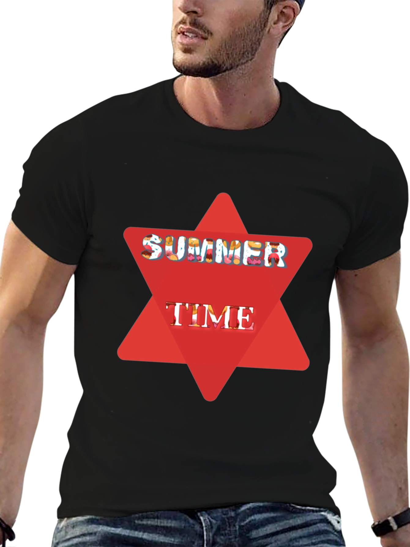 Summer Time Black Graphic T-Shirt