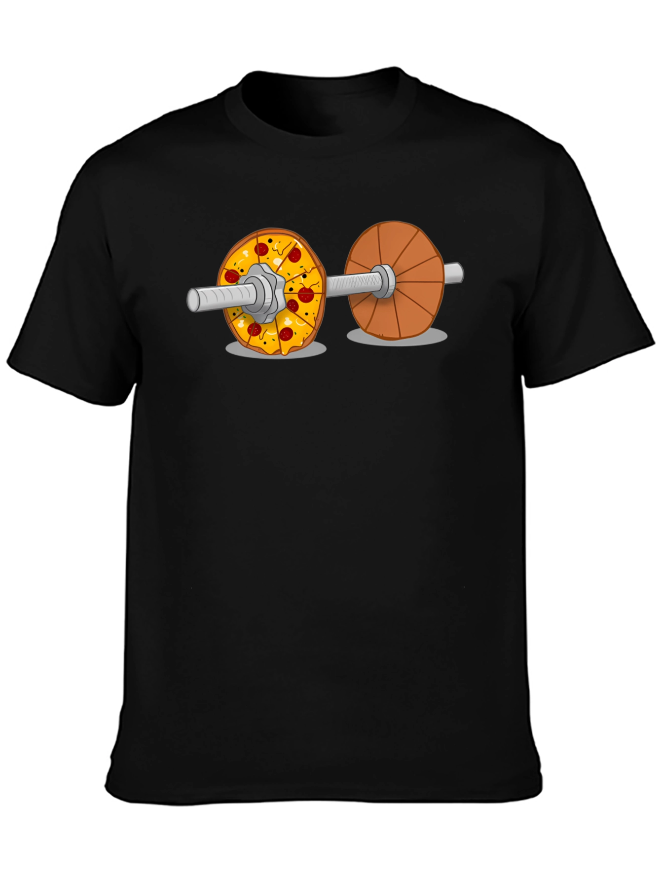 Pizza Dumbbell Graphic Tee - Fitness & Foodie Fun