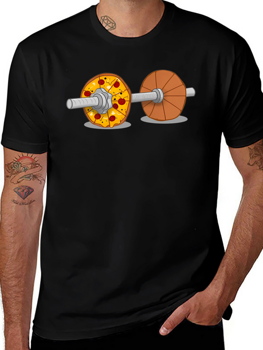Pizza Dumbbell Graphic Tee - Fitness & Foodie Fun