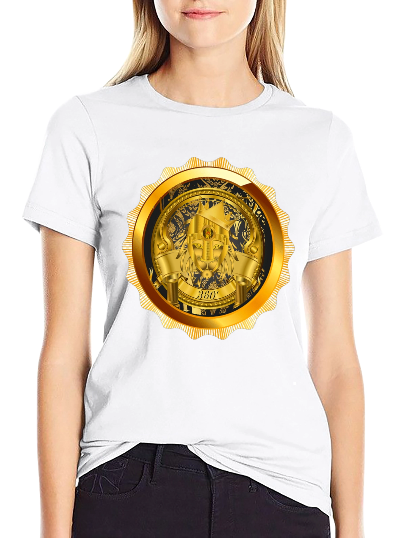 Gold Lion Emblem Black T-Shirt