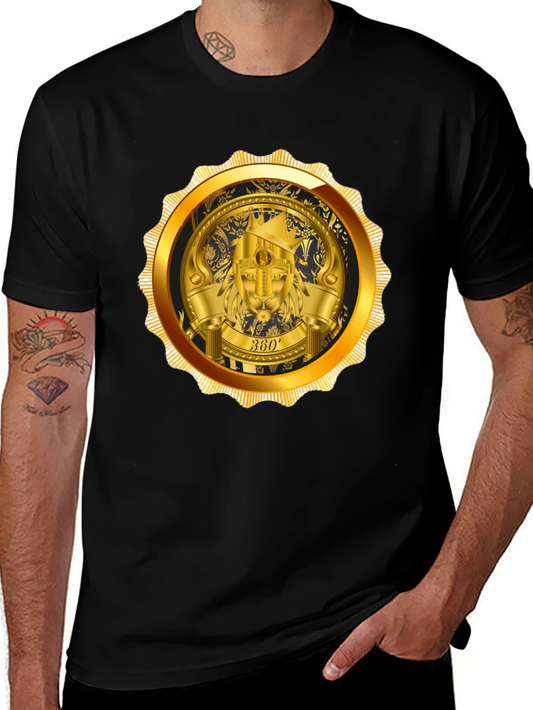 Gold Lion Emblem Black T-Shirt