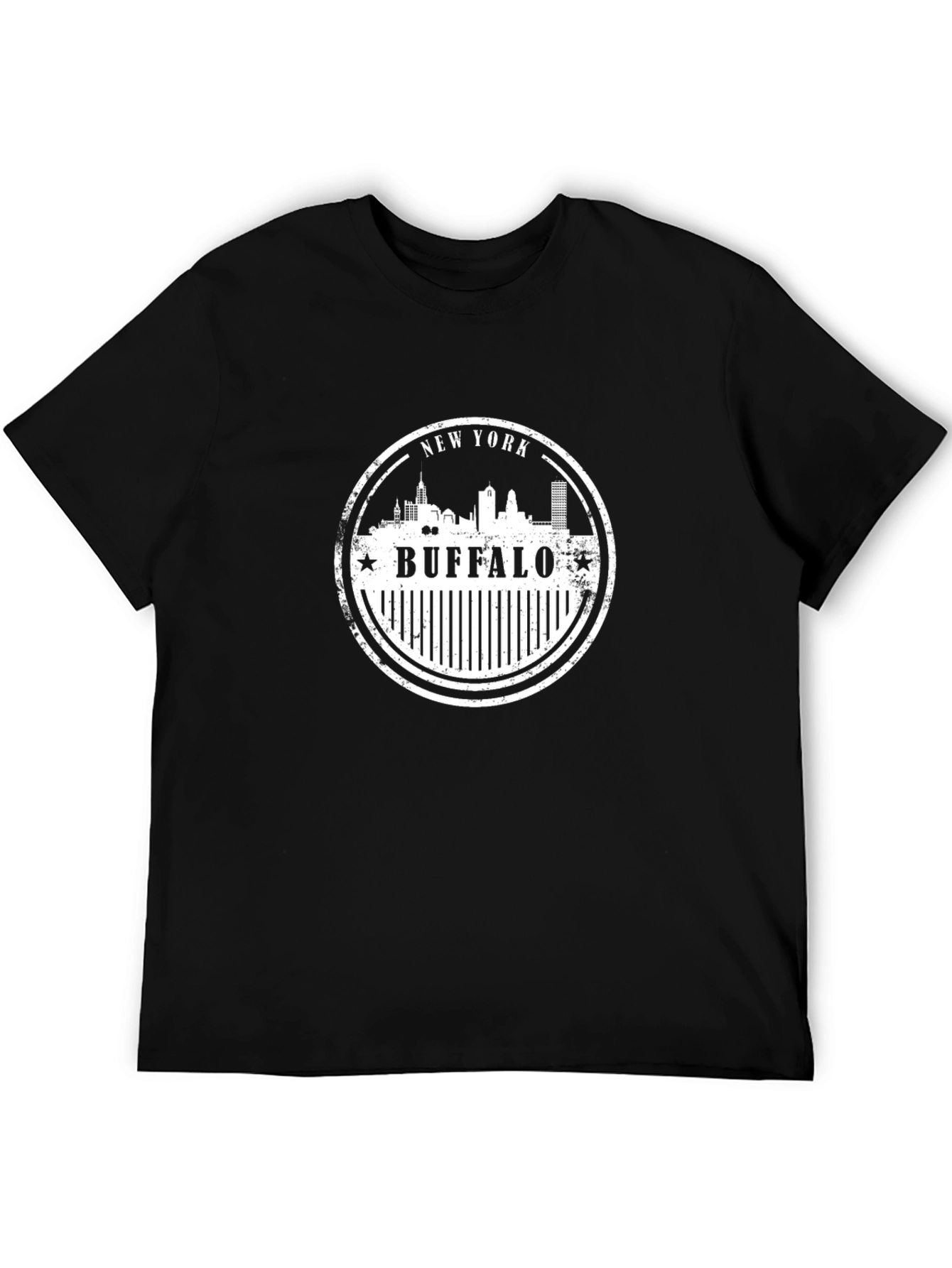 Buffalo NY Skyline Stamp Graphic Tee - Black