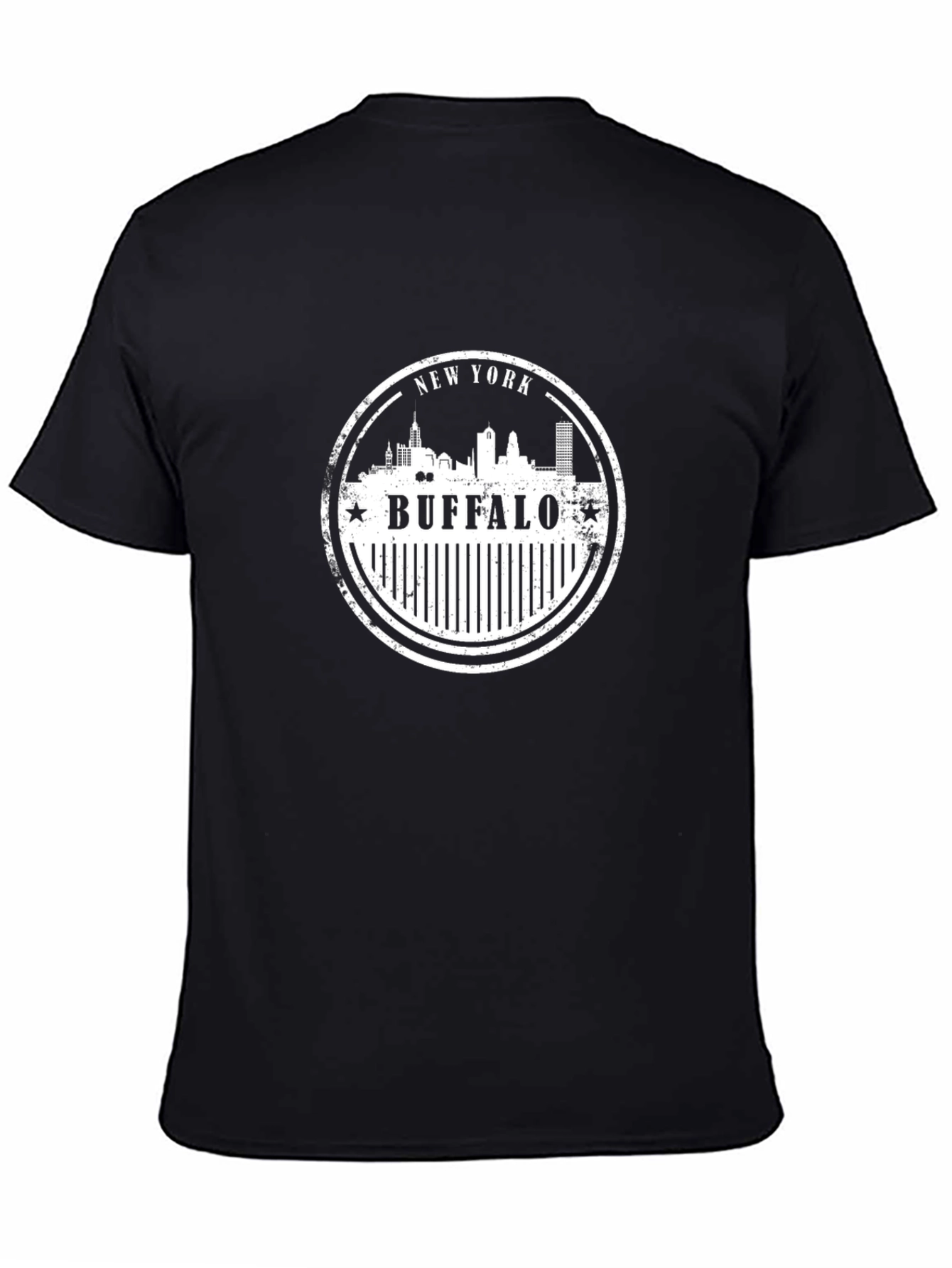 Buffalo NY Skyline Stamp Graphic Tee - Black