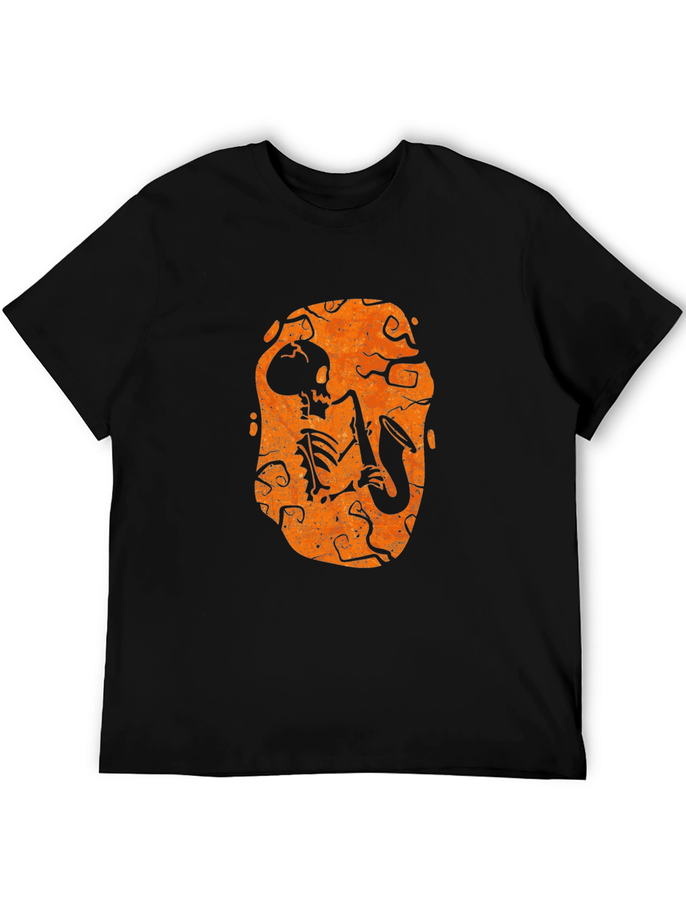 Skeleton Sax Player Halloween Graphic Tee