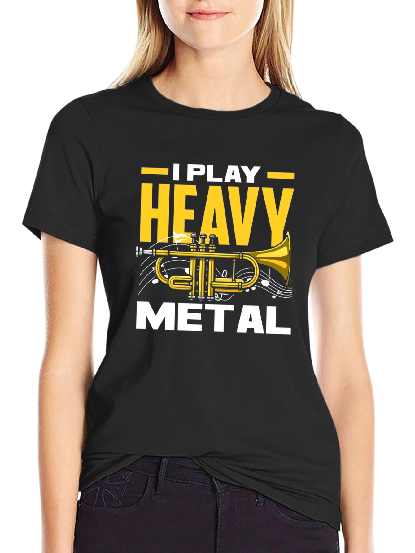 I Play Heavy Metal Trumpet Black T-Shirt