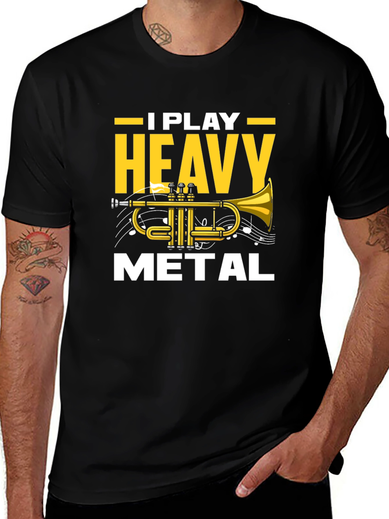I Play Heavy Metal Trumpet Black T-Shirt