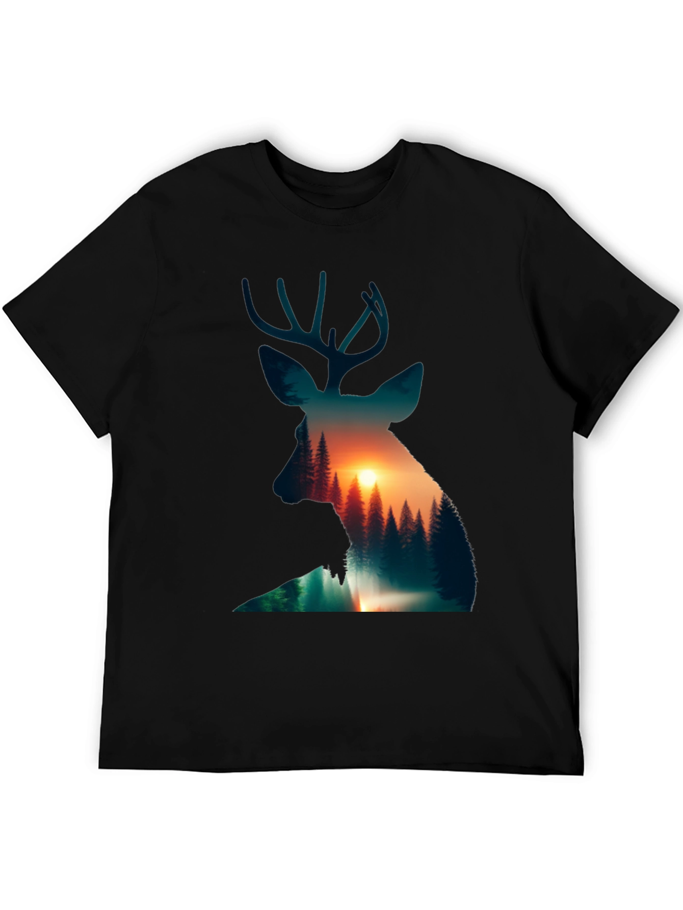 Deer Silhouette Sunset Graphic Tee