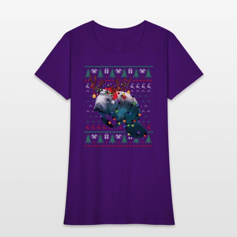 Manatee Light Reindeer Pajama Ugly