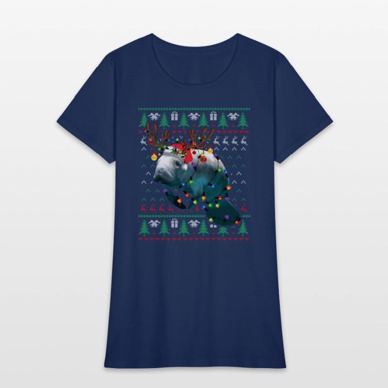 Manatee Light Reindeer Pajama Ugly