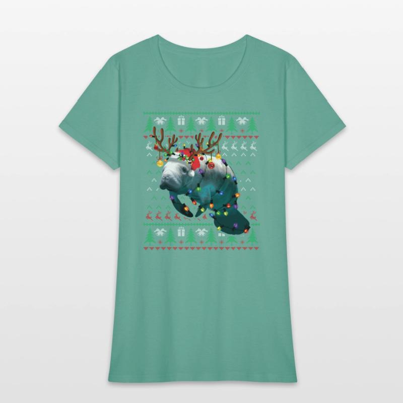 Manatee Light Reindeer Pajama Ugly