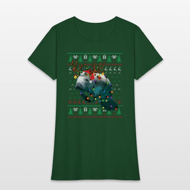 Manatee Light Reindeer Pajama Ugly