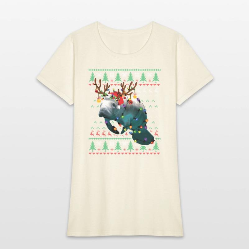Manatee Light Reindeer Pajama Ugly