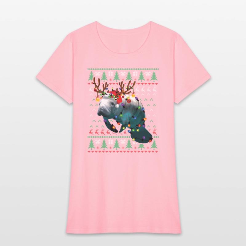 Manatee Light Reindeer Pajama Ugly