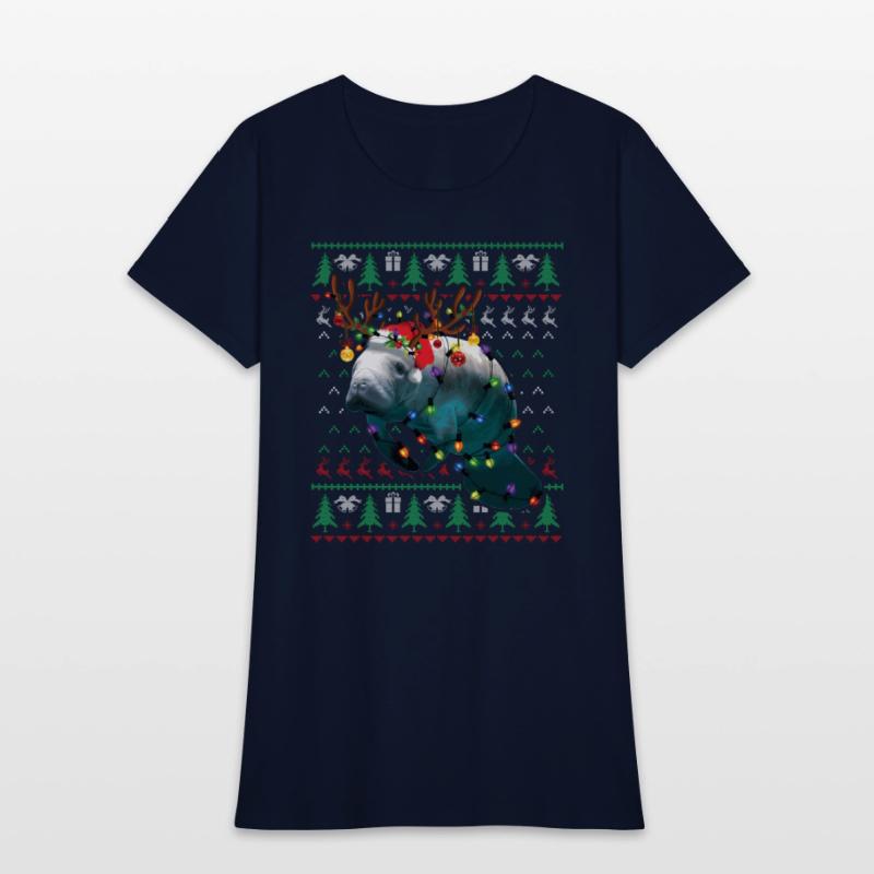 Manatee Light Reindeer Pajama Ugly