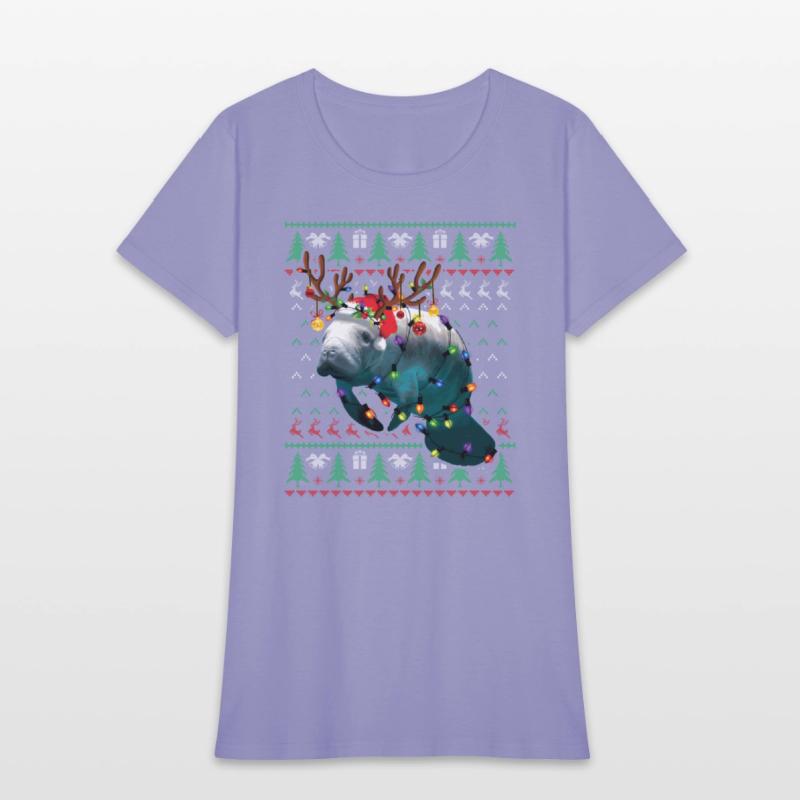 Manatee Light Reindeer Pajama Ugly