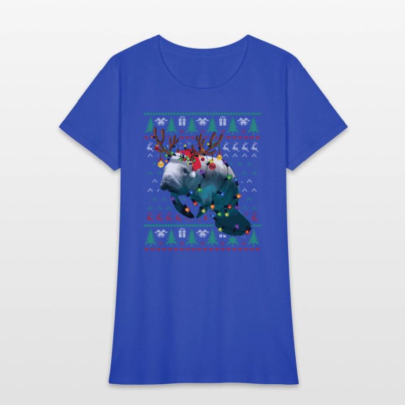 Manatee Light Reindeer Pajama Ugly
