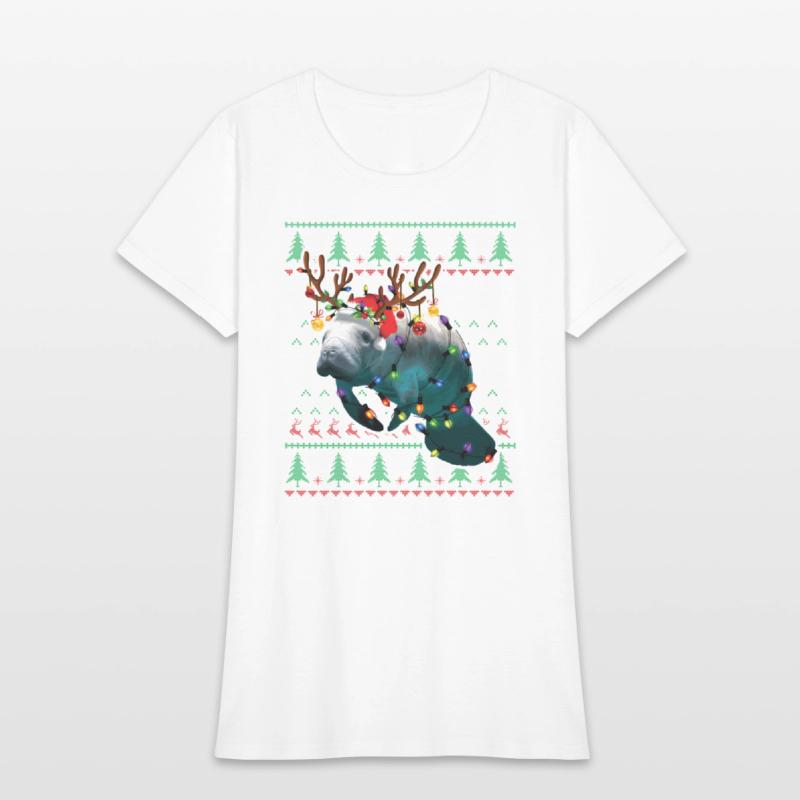 Manatee Light Reindeer Pajama Ugly