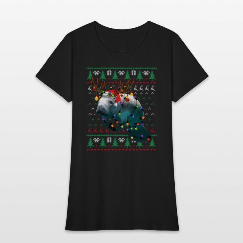 Manatee Light Reindeer Pajama Ugly