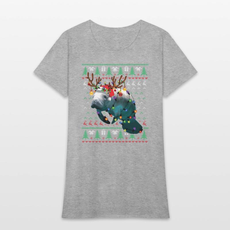 Manatee Light Reindeer Pajama Ugly