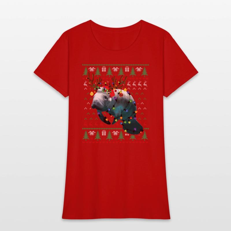 Manatee Light Reindeer Pajama Ugly