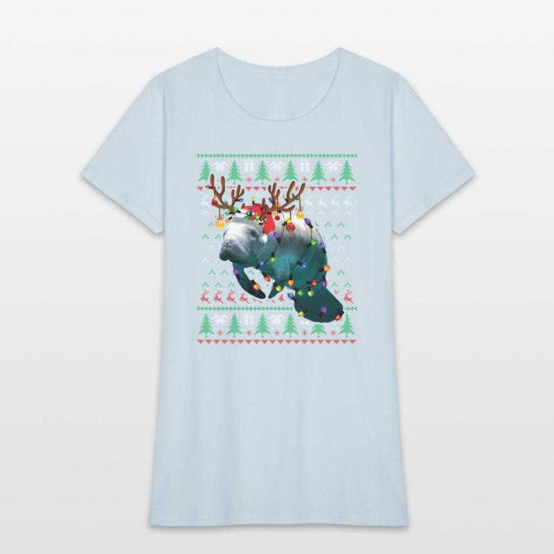 Manatee Light Reindeer Pajama Ugly
