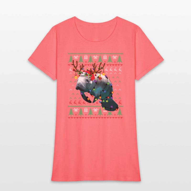 Manatee Light Reindeer Pajama Ugly