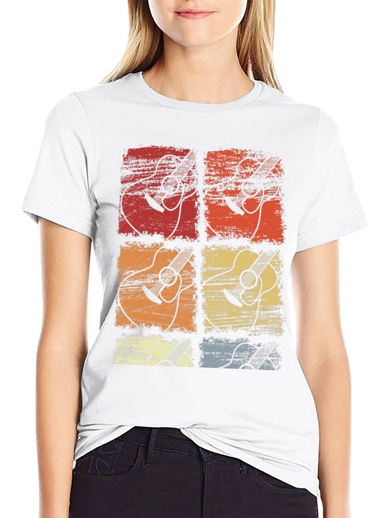 Retro Guitar Art Graphic T-Shirt