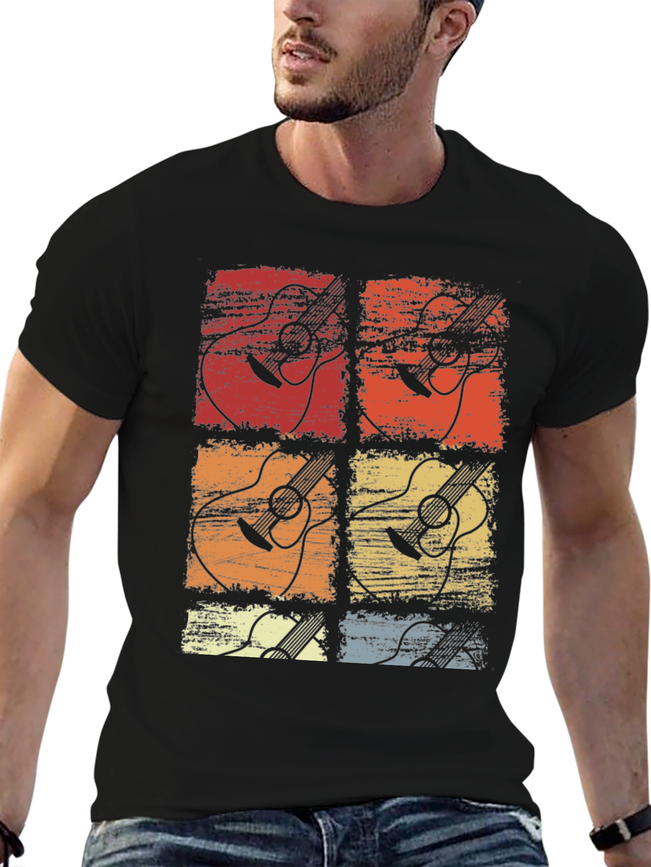 Retro Guitar Art Graphic T-Shirt
