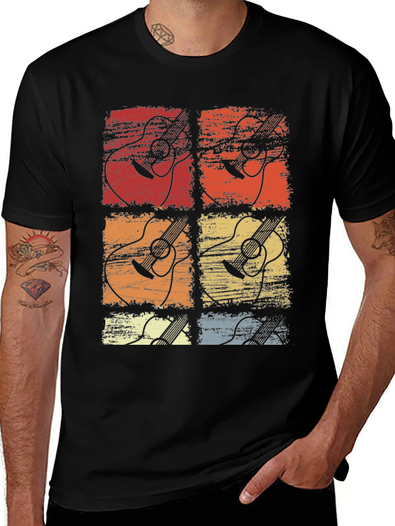 Retro Guitar Art Graphic T-Shirt