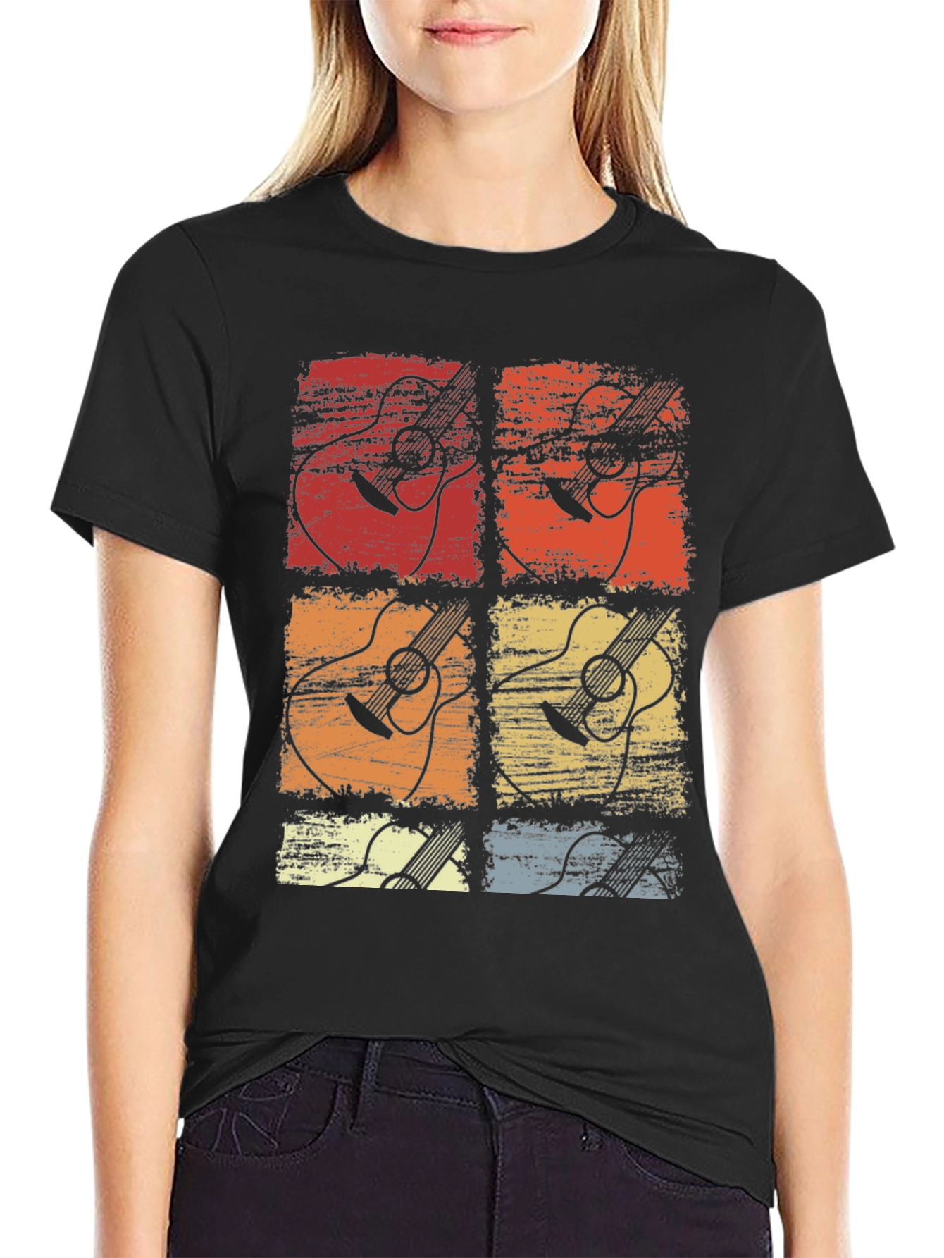 Retro Guitar Art Graphic T-Shirt