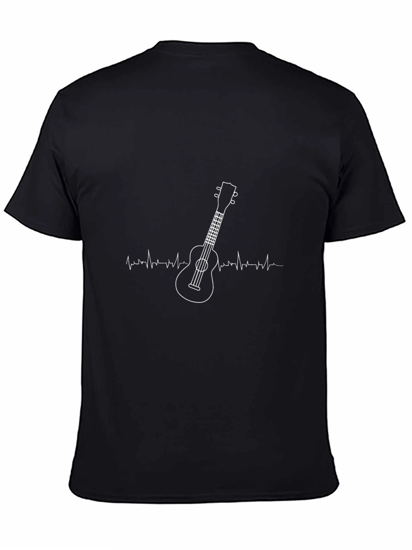 Ukulele Heartbeat Graphic Tee - Black T-Shirt
