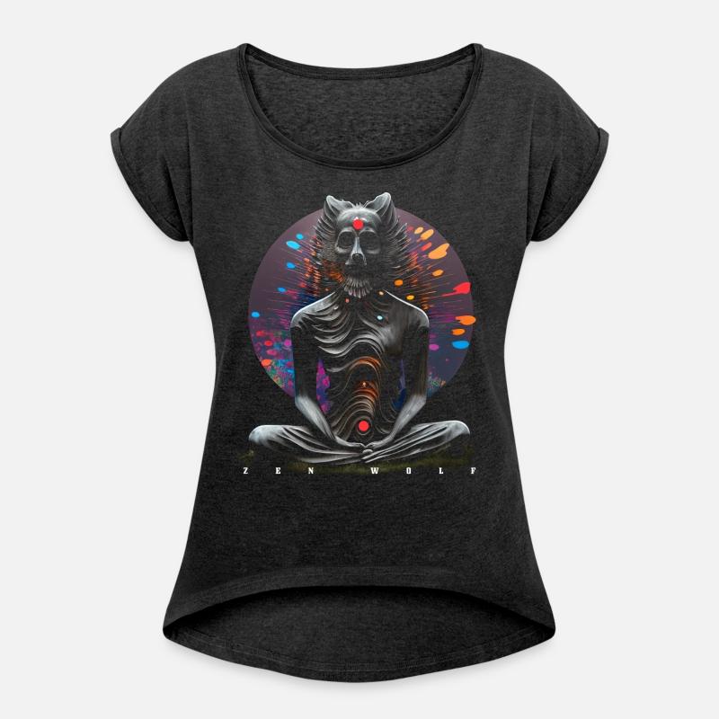 Meditating wolf, Budha fox Zen T-shirt chakras and