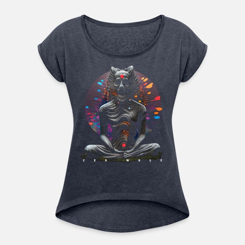 Meditating wolf, Budha fox Zen T-shirt chakras and