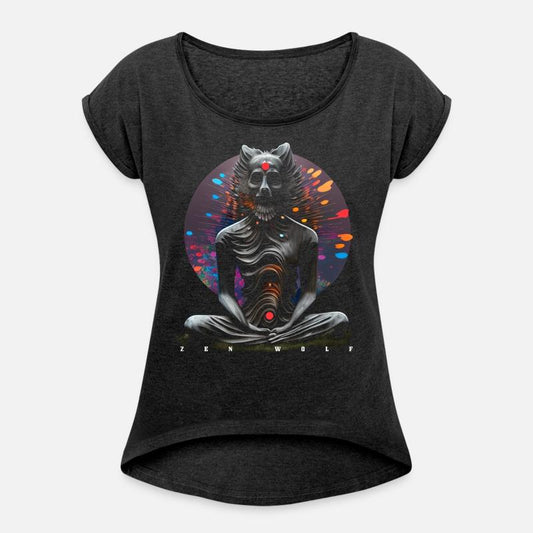 Meditating wolf, Budha fox Zen T-shirt chakras and