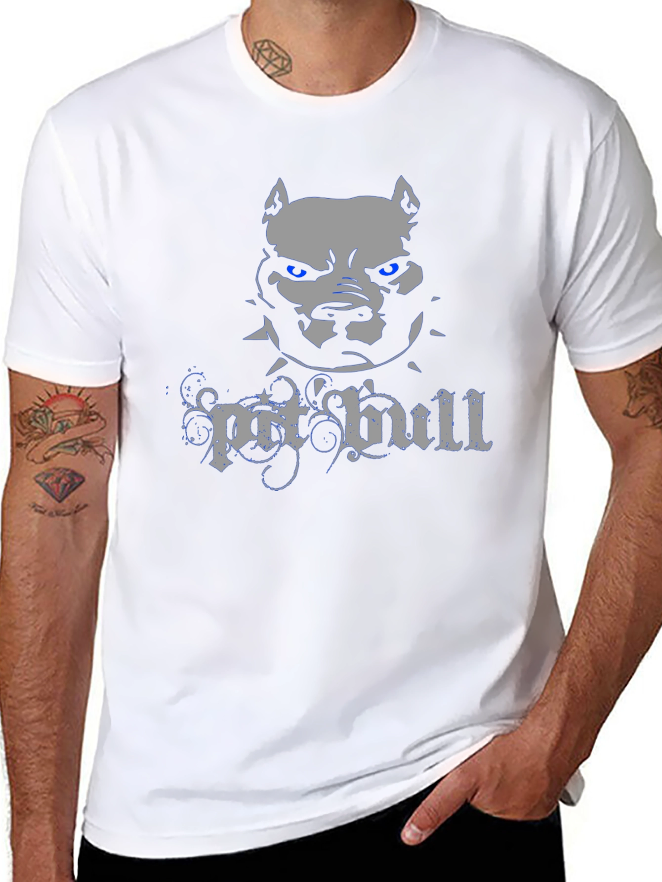 Pitbull Graphic Print Mens Black T-Shirt