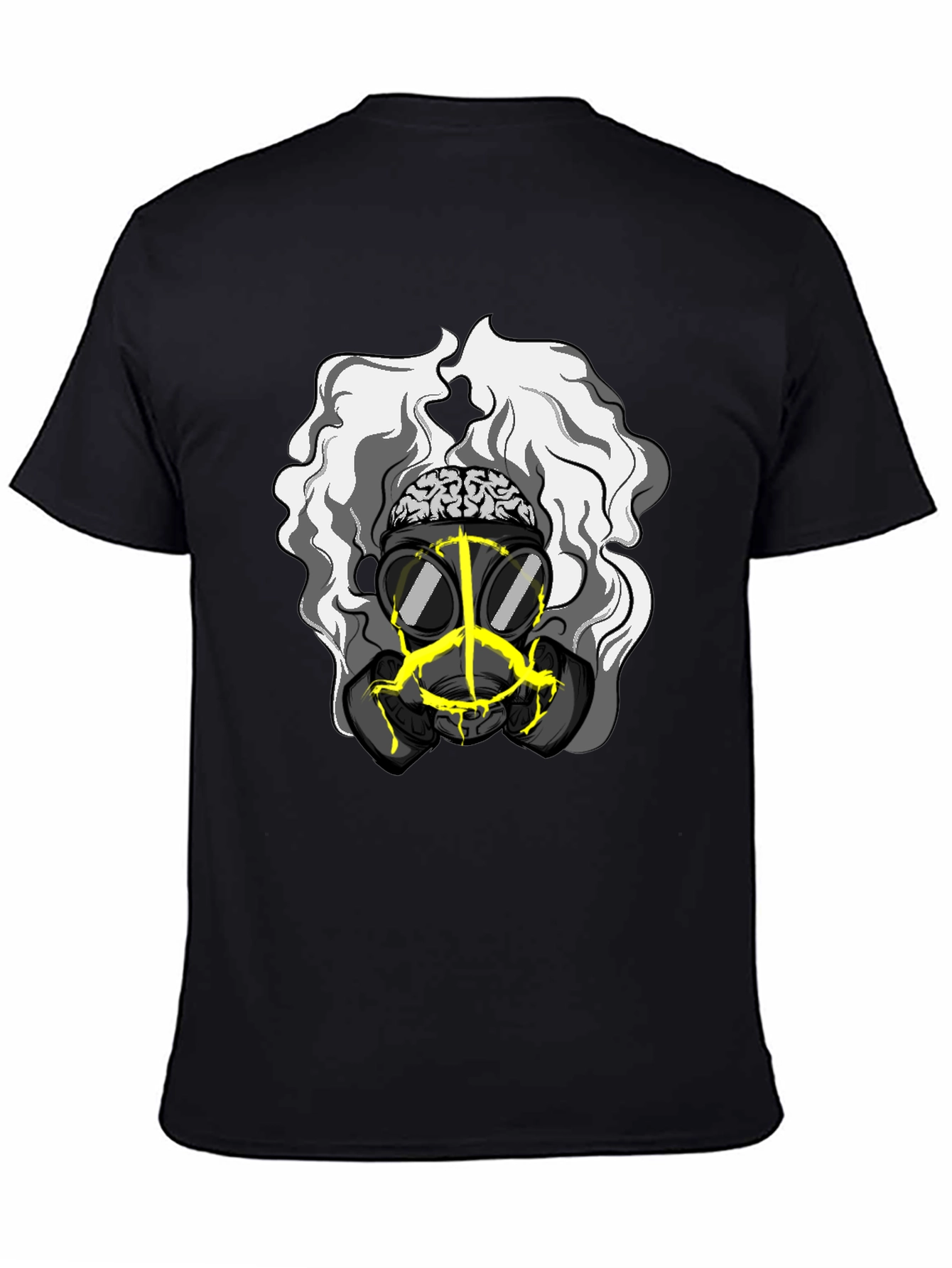 Brain Gas Mask Graphic Tee - Unique Design