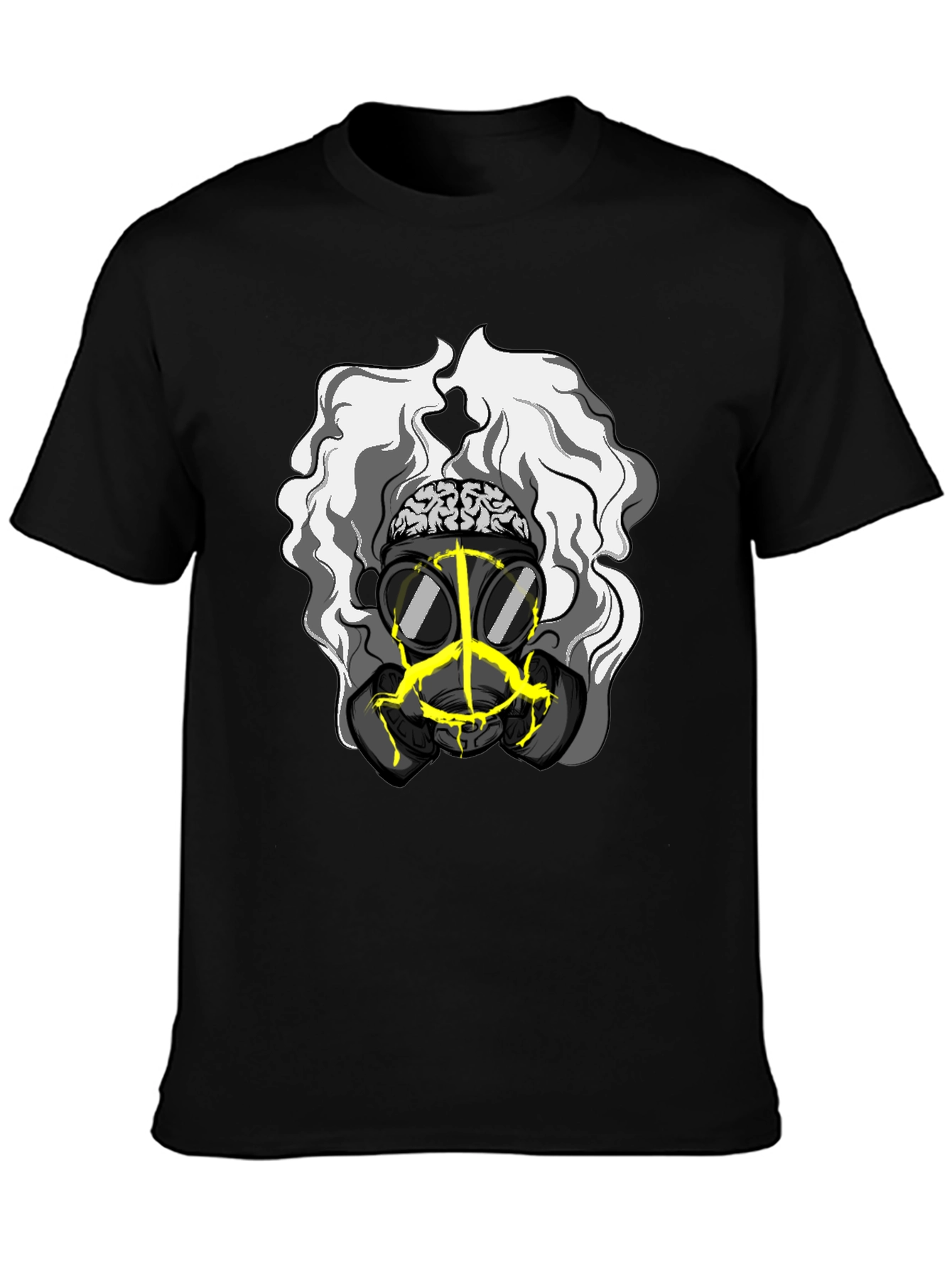 Brain Gas Mask Graphic Tee - Unique Design