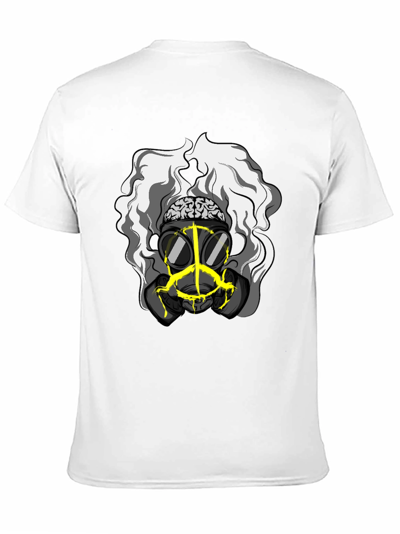 Brain Gas Mask Graphic Tee - Unique Design