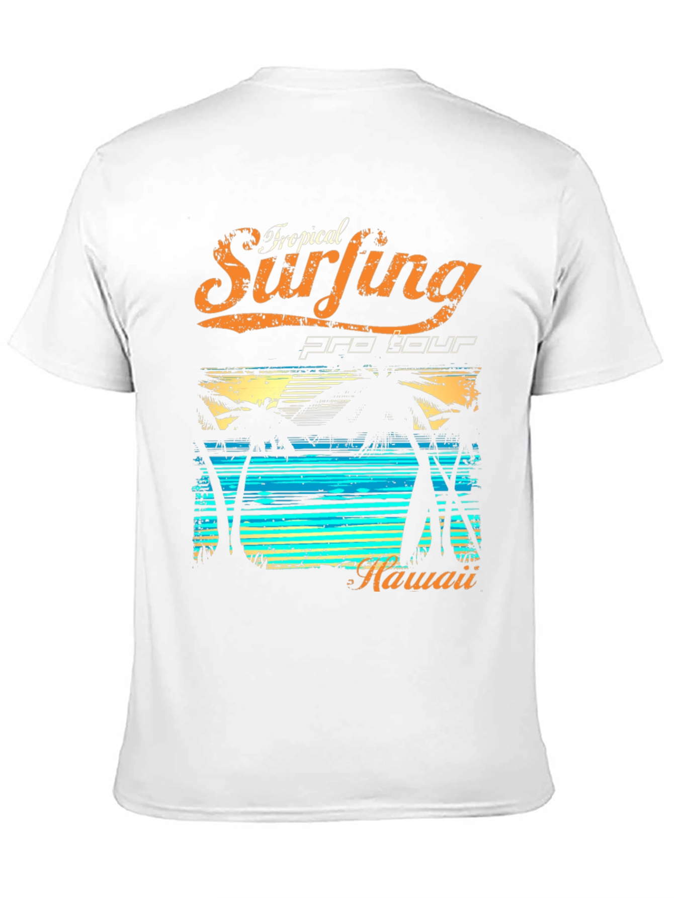 Tropical Surfing Hawaii Black T-Shirt