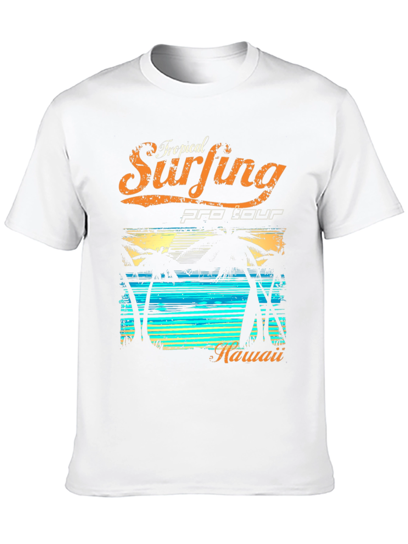 Tropical Surfing Hawaii Black T-Shirt