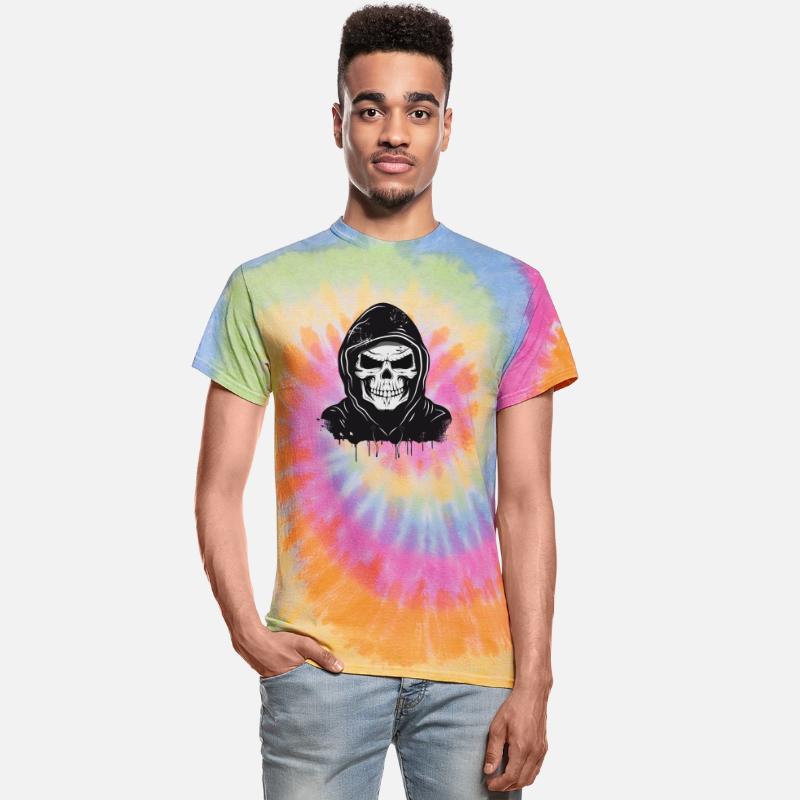 mischievous-looking skull with hoodie drawing