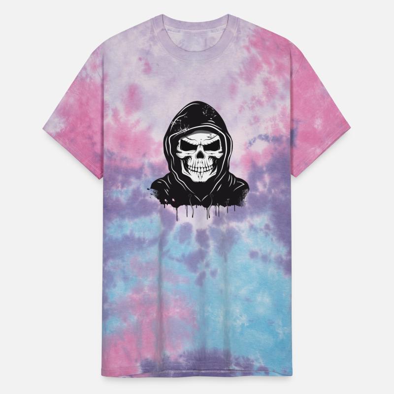 mischievous-looking skull with hoodie drawing
