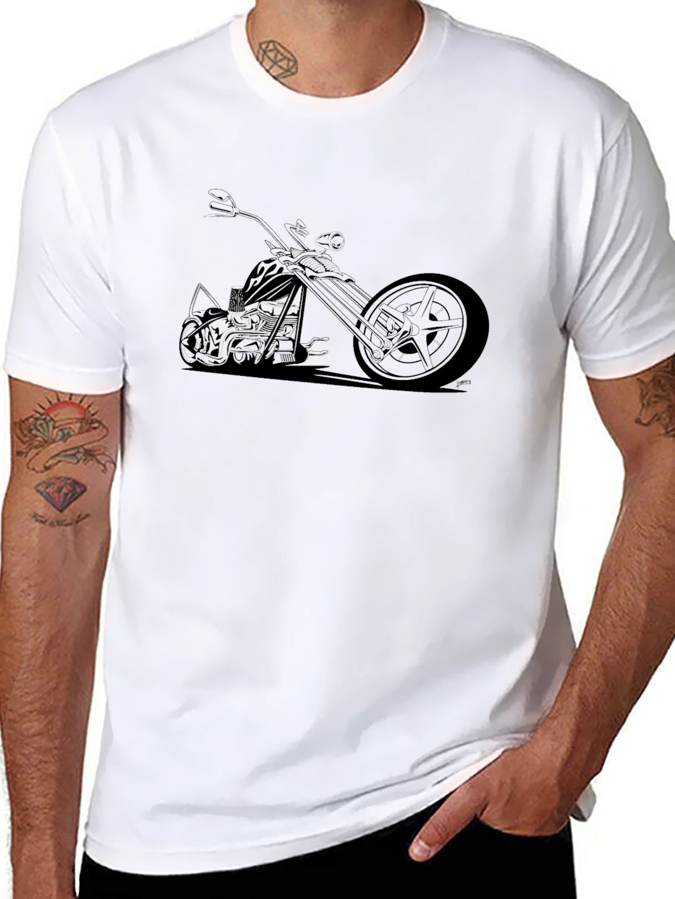 Mens Black Motorcycle Graphic Tee