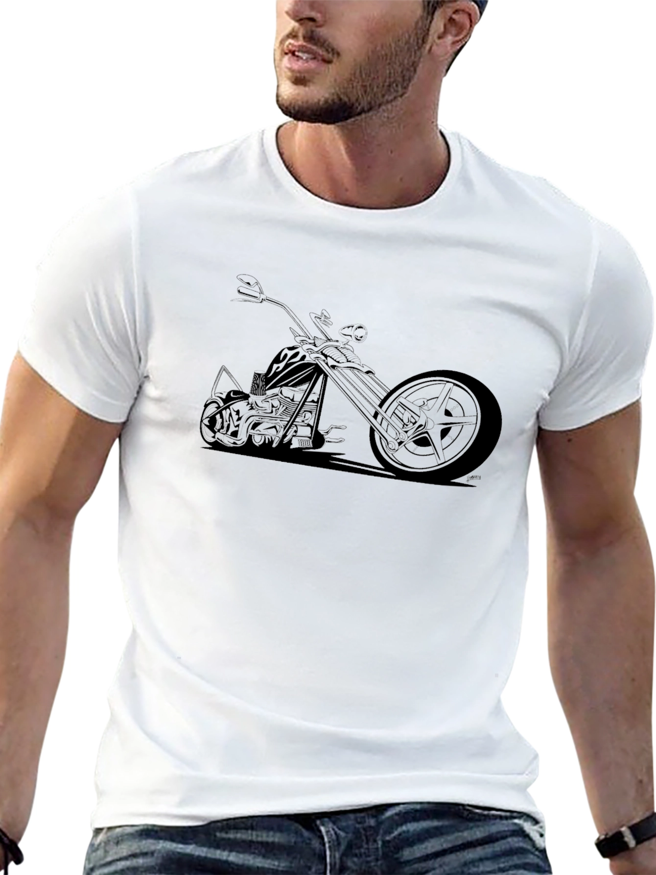 Mens Black Motorcycle Graphic Tee