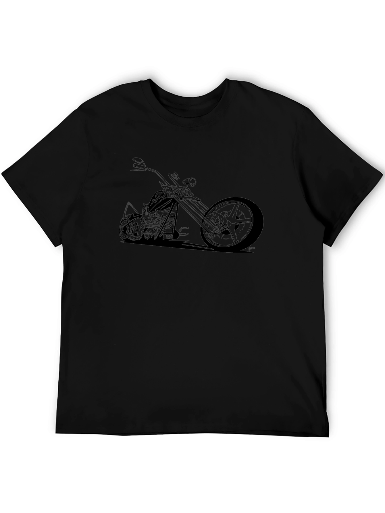 Mens Black Motorcycle Graphic Tee