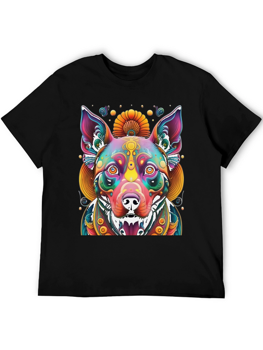 Psychedelic Dog Graphic Tee - Vibrant Print