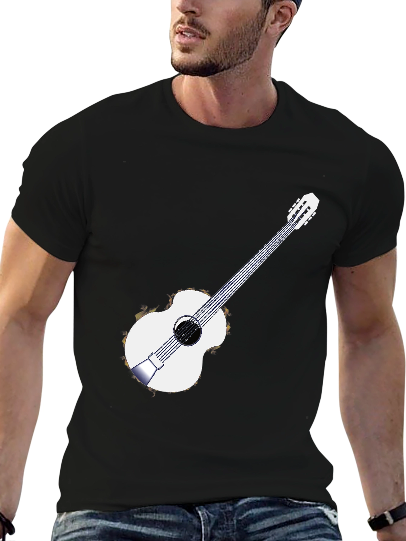 Guitar Graphic Black T-Shirt
