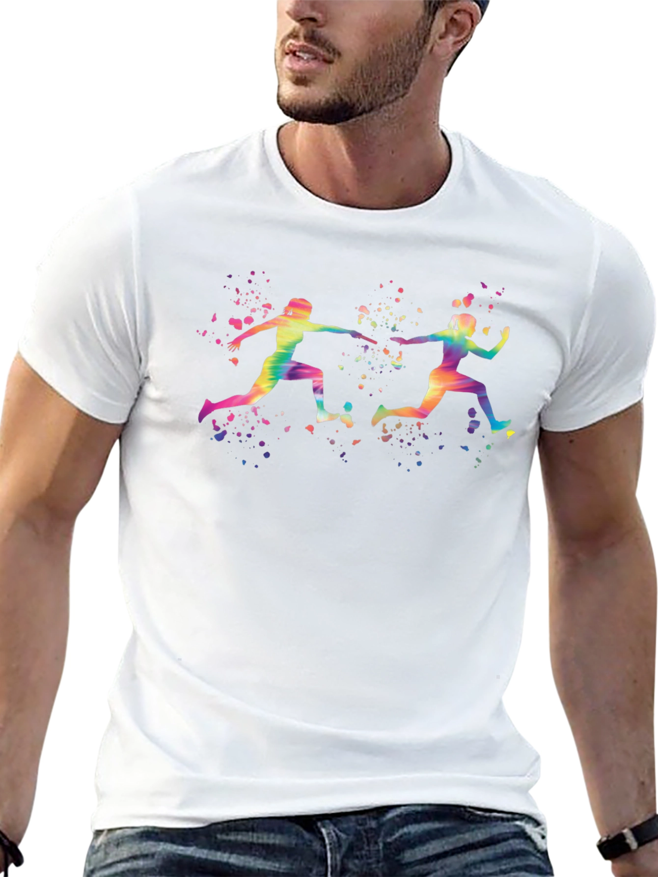 Watercolor Runners Black T-Shirt