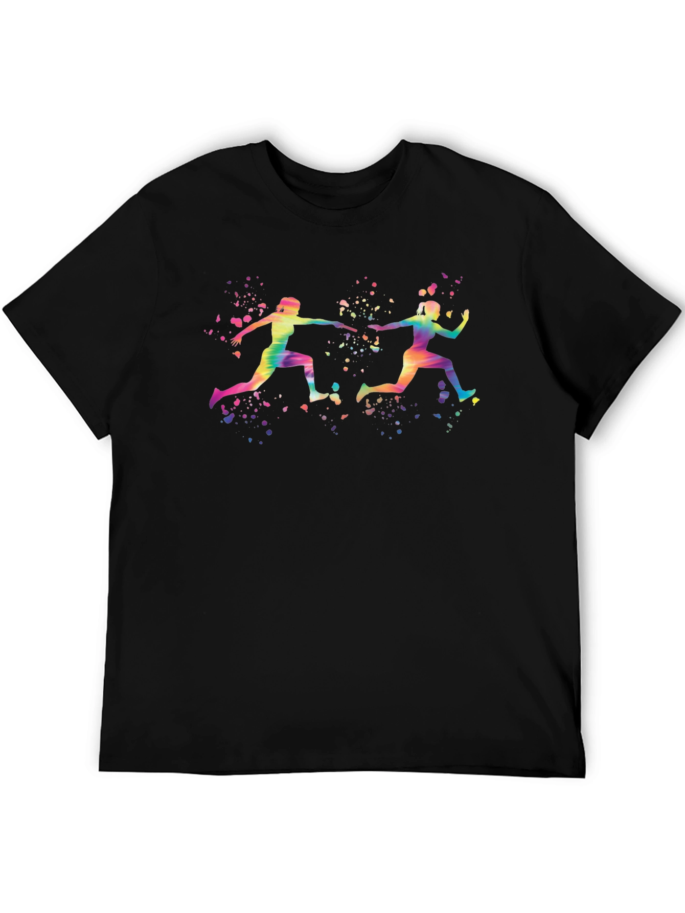 Watercolor Runners Black T-Shirt