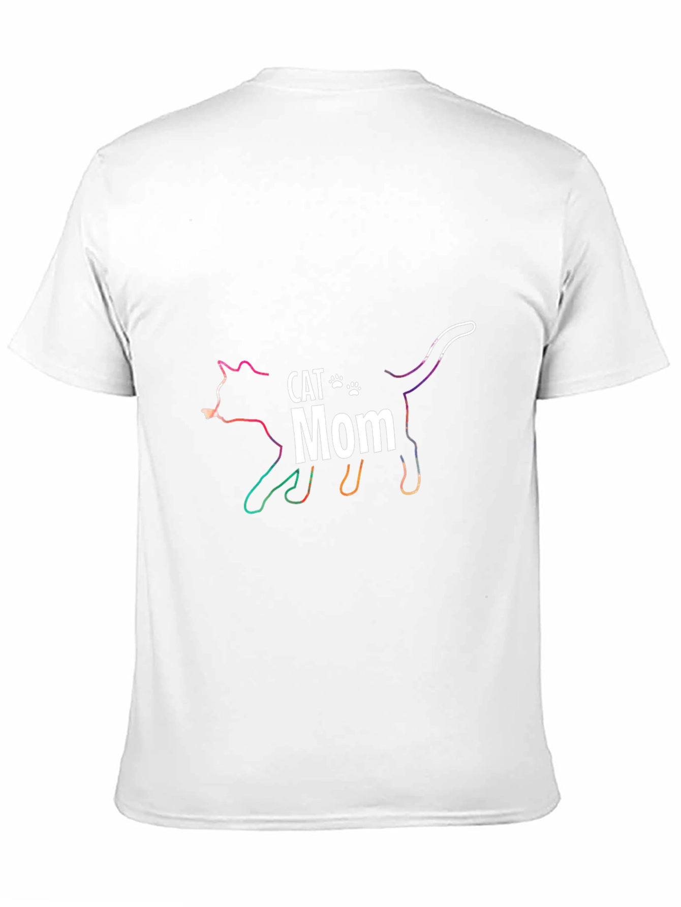 Cat Mom Outline Rainbow Graphic T-Shirt